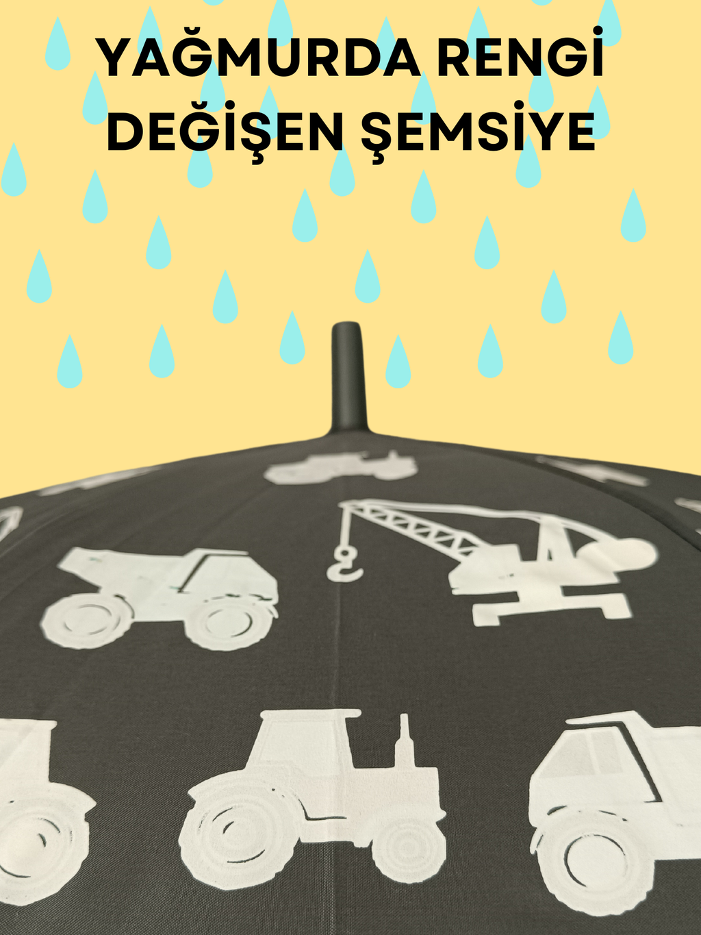 Yağmurda Rengi Değişen Gri Erkek Çocuk Çocuk Şemsiye - Casabony Kids