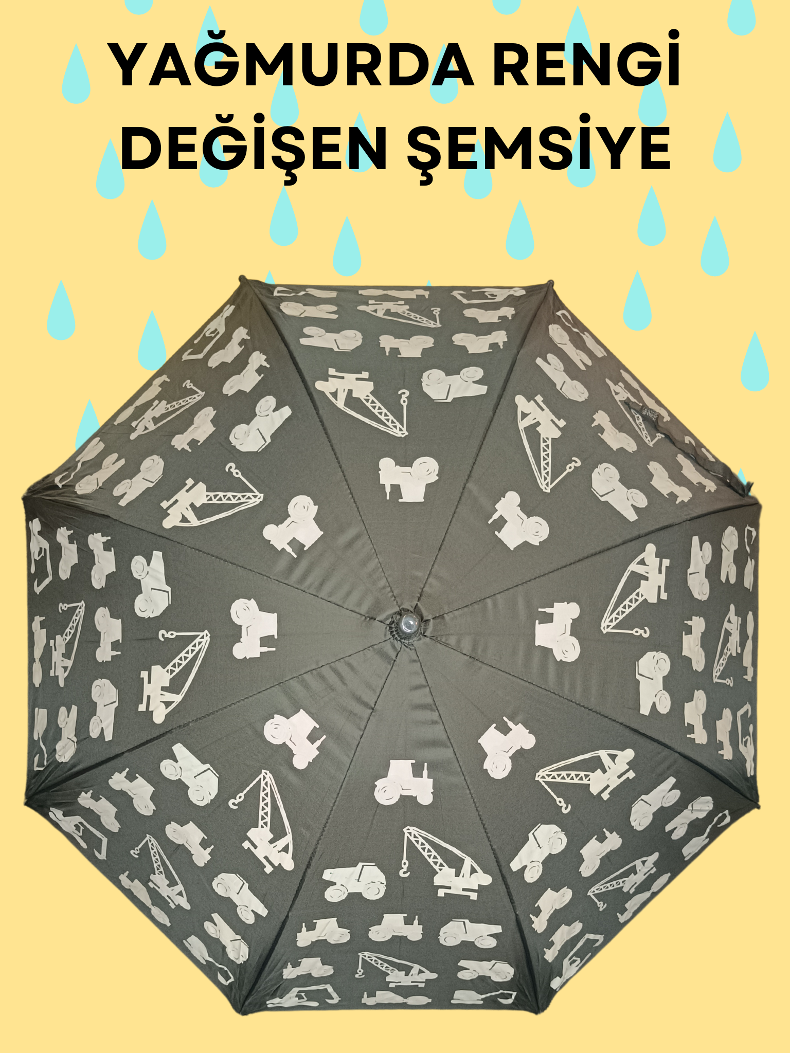 Yağmurda Rengi Değişen Gri Erkek Çocuk Çocuk Şemsiye - Casabony Kids
