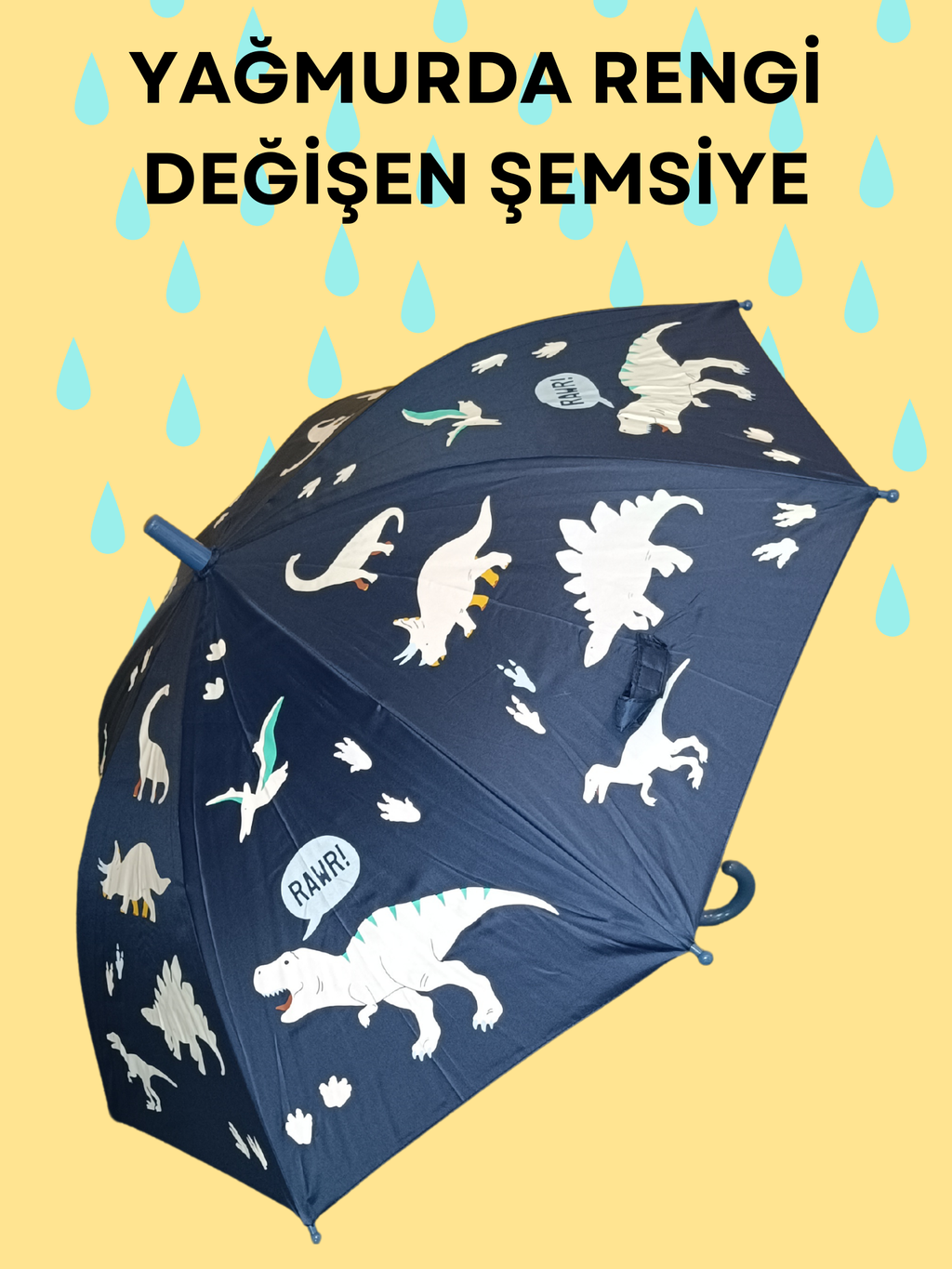 Yağmurda Rengi Değişen Lacivert Erkek Çocuk Şemsiye - Casabony Kids