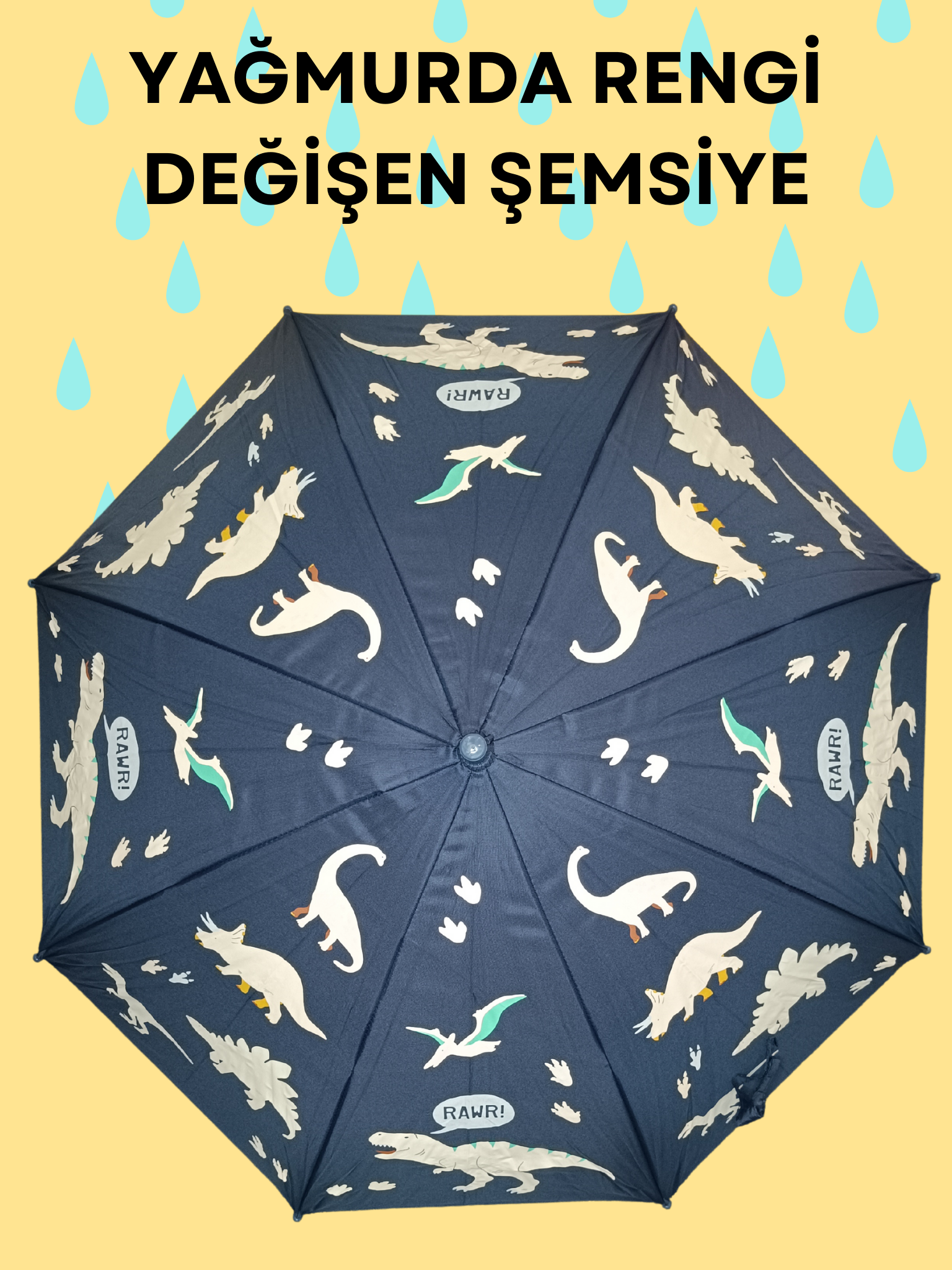 Yağmurda Rengi Değişen Lacivert Erkek Çocuk Şemsiye - Casabony Kids