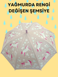 Yağmurda Rengi Değişen Toz Pembe Kız Çocuk Şemsiye - Casabony Kids