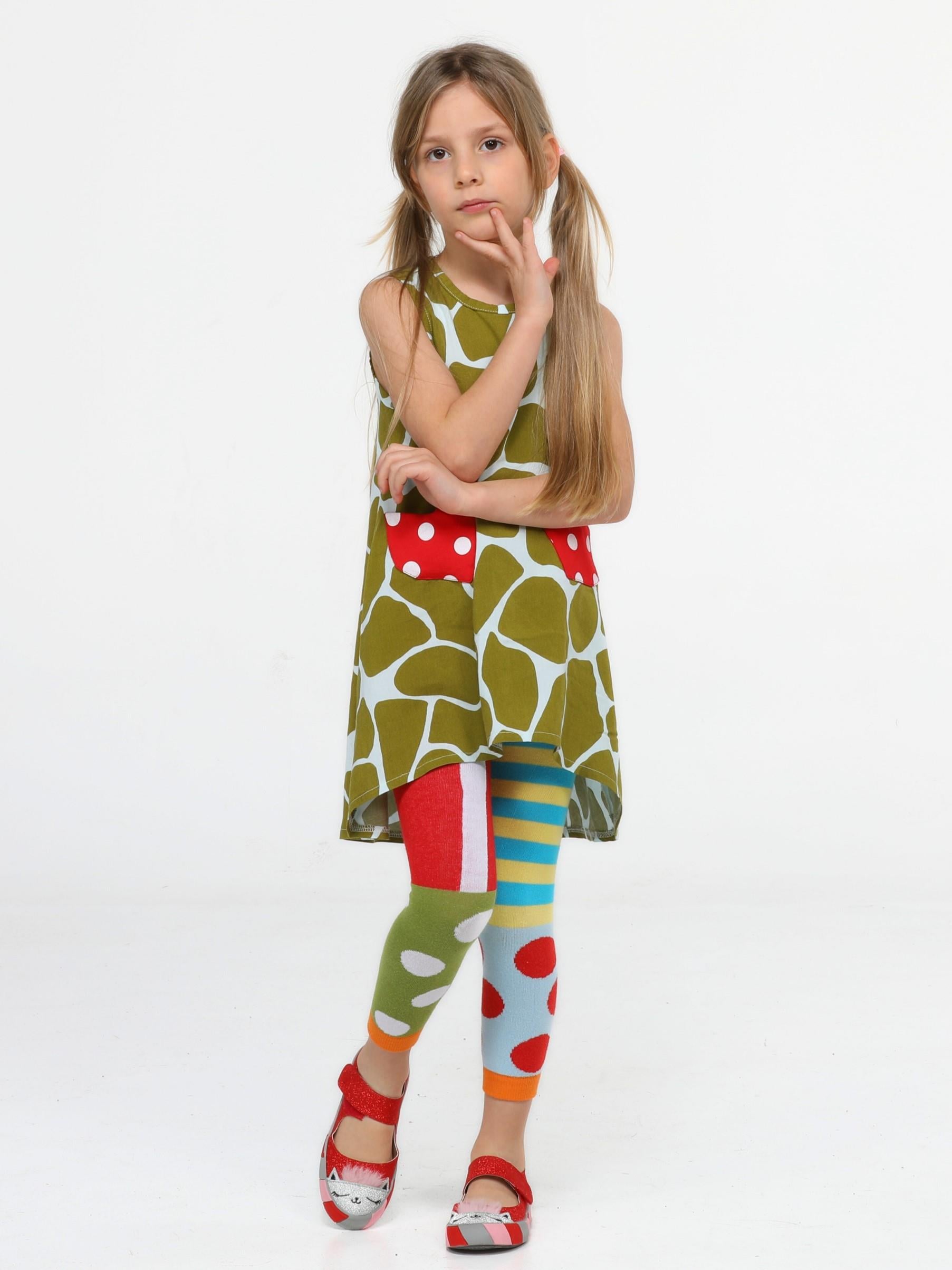 Yeşil Desenli Tunik + Çorap Tayt Takım - Casabony Kids