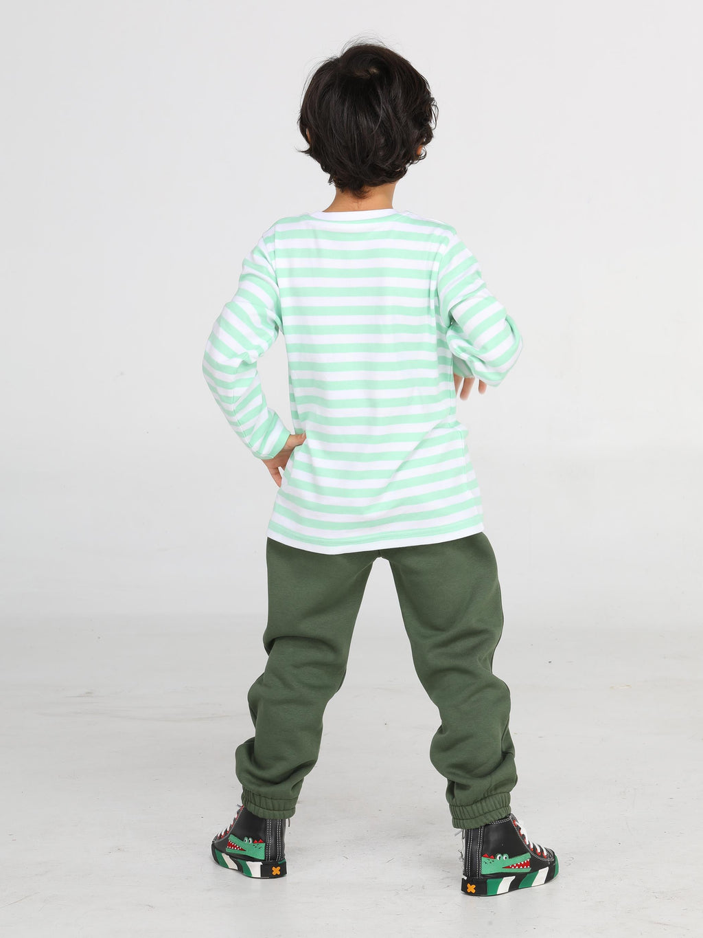 Yeşil Yazılı Dino Jogger +T-shirt Takım - Casabony Kids