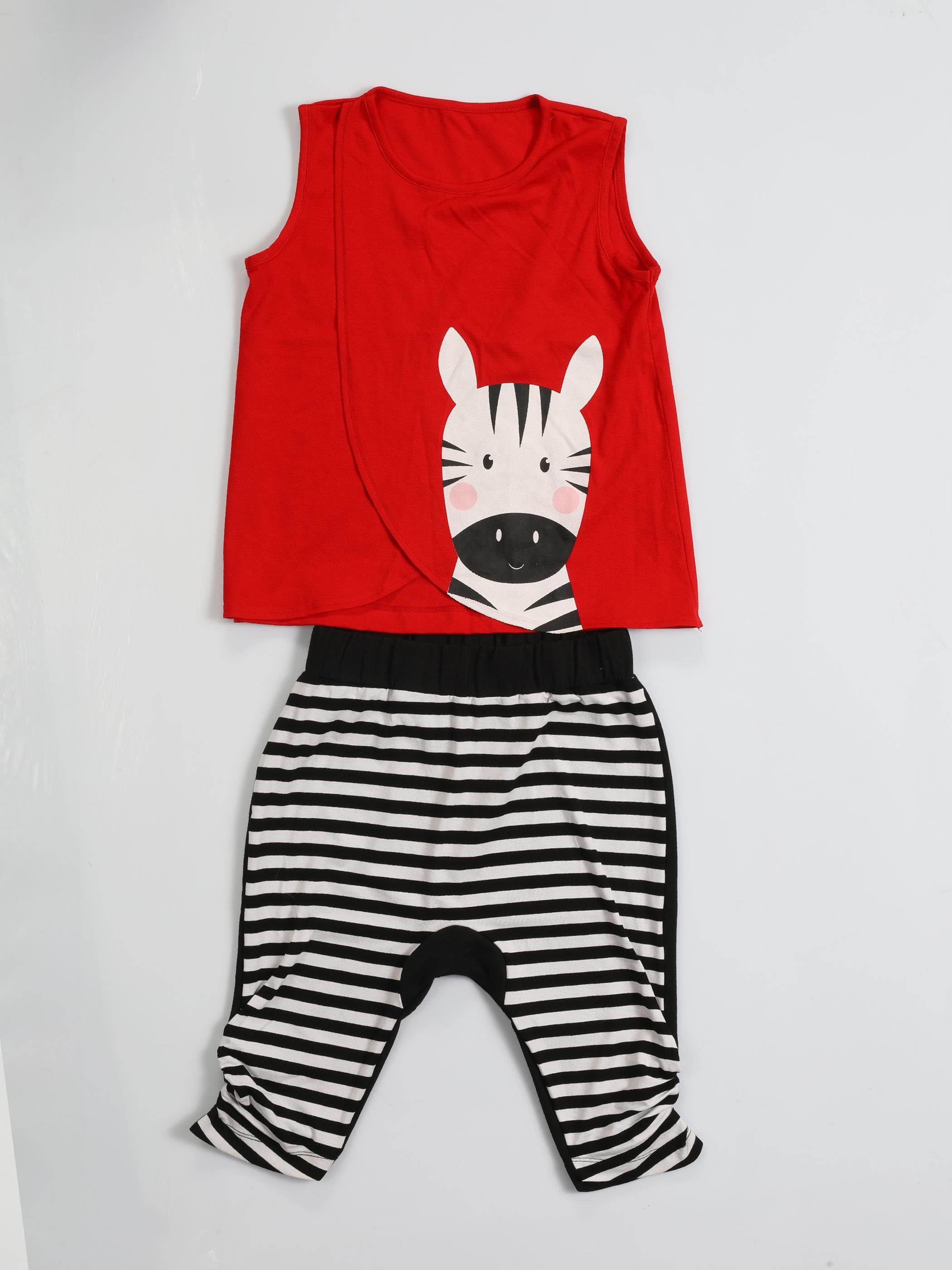 Zebra Çizgili Baggy Kapri Takım - Casabony Kids