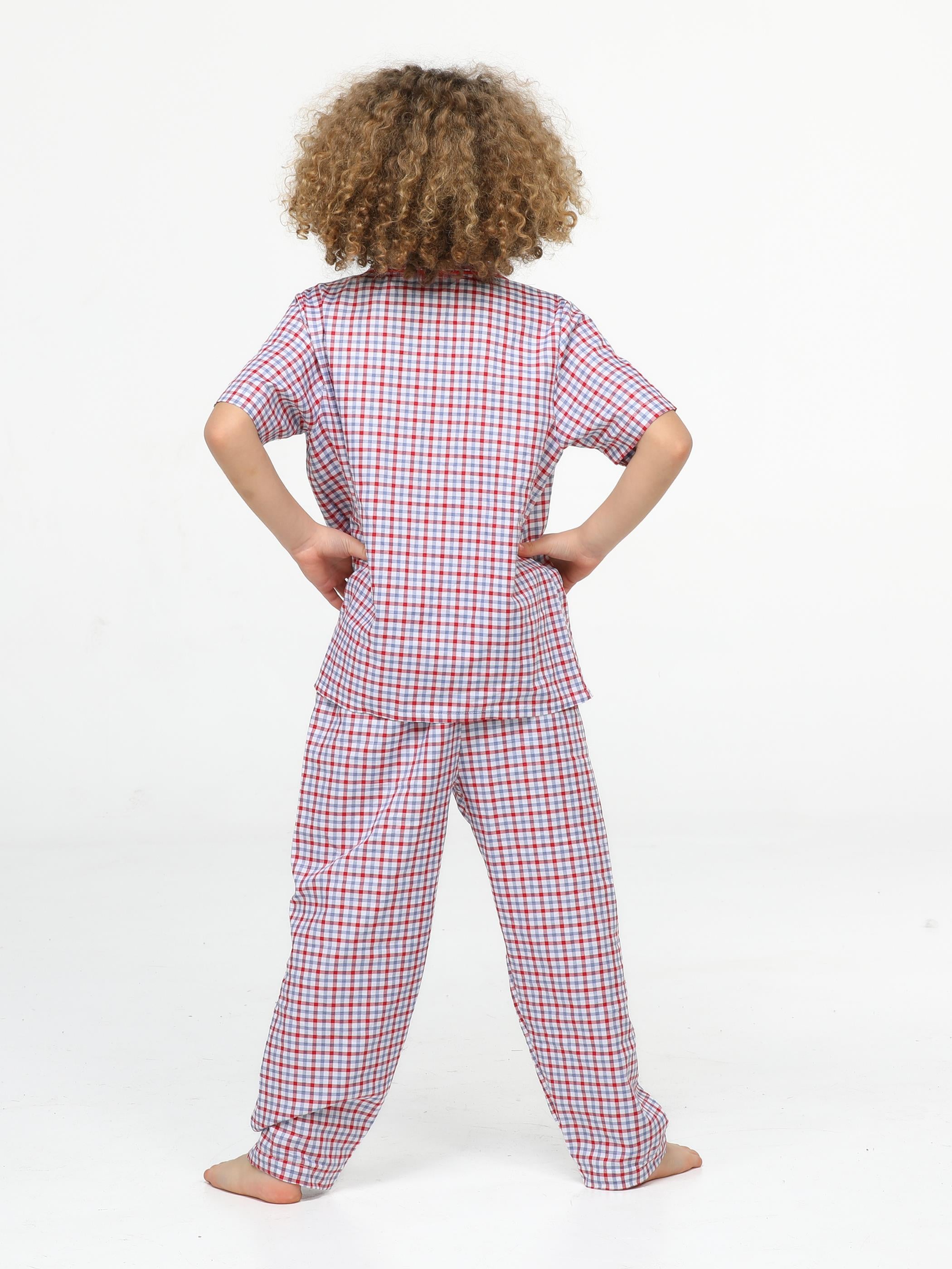 Zzzz Pamuklu Dokuma Ekose Pijama Takım - Casabony Kids