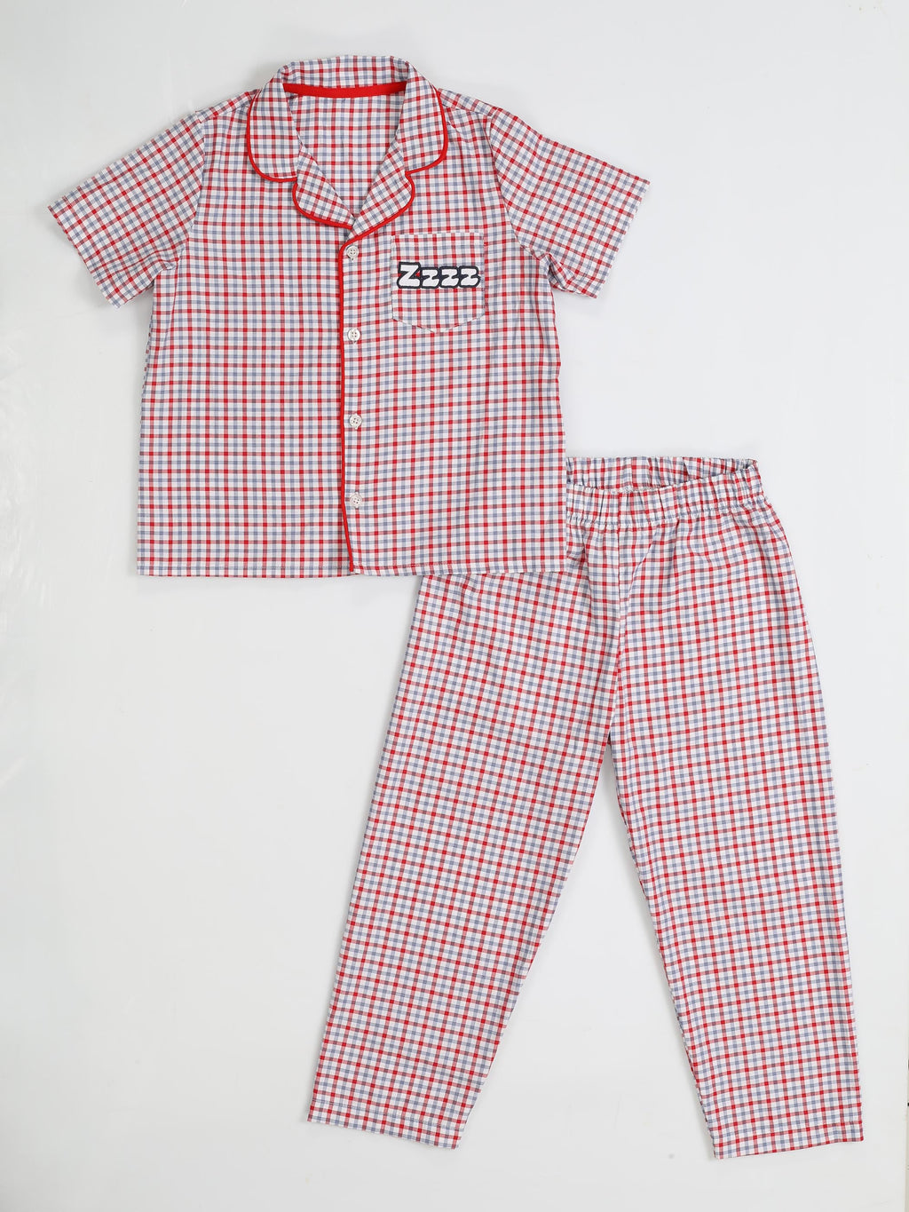 Zzzz Pamuklu Dokuma Ekose Pijama Takım - Casabony Kids