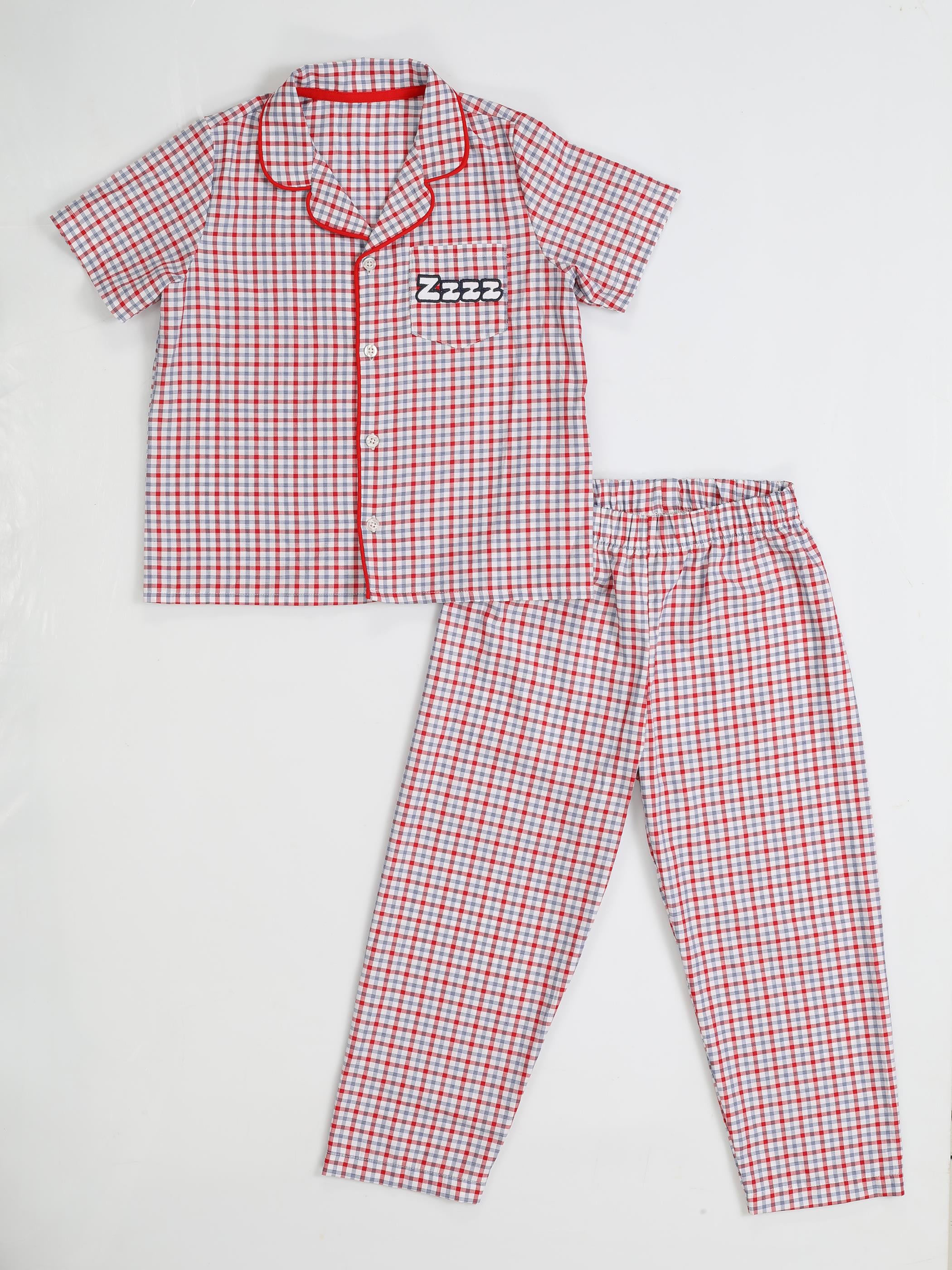 Zzzz Pamuklu Dokuma Ekose Pijama Takım - Casabony Kids
